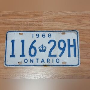 Expired Ontario License Plate 1968 116 29H